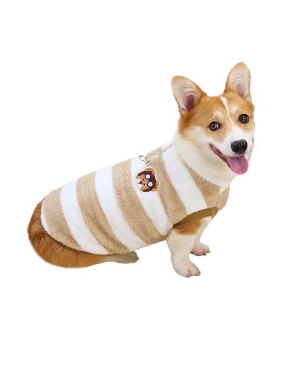 Glipet Çizgili Köpek Kazağı Kahverengi Beyaz 4XL