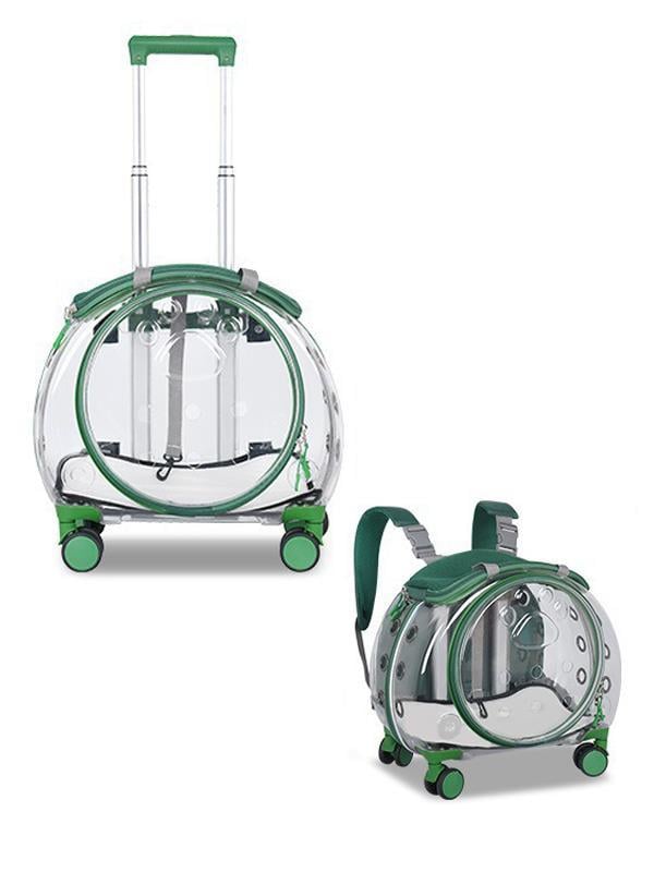 Glipet Disc Şeffaf Çekçekli Kedi Köpek Taşıma Valizi 43x25x40 Cm Yeşil