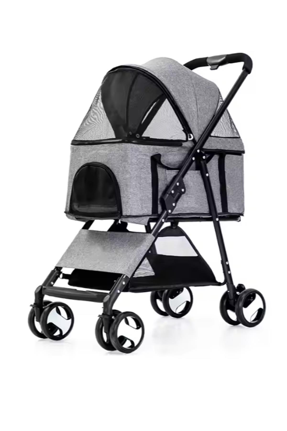 Glipet Doogo Kedi Köpek Arabası 46x80x98 Cm Gri