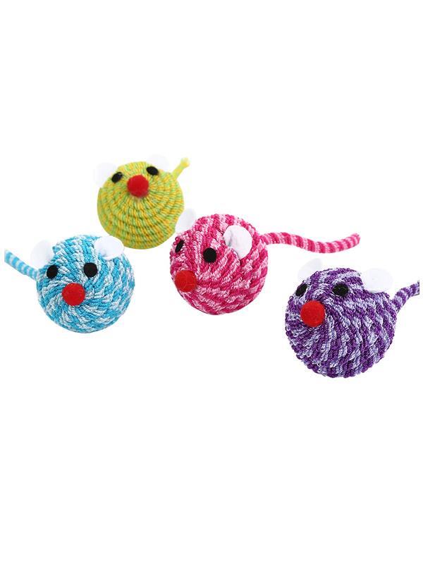 Glipet Elastik İp Örgü Fare Kafası Kedi Oyuncağı 13 Cm