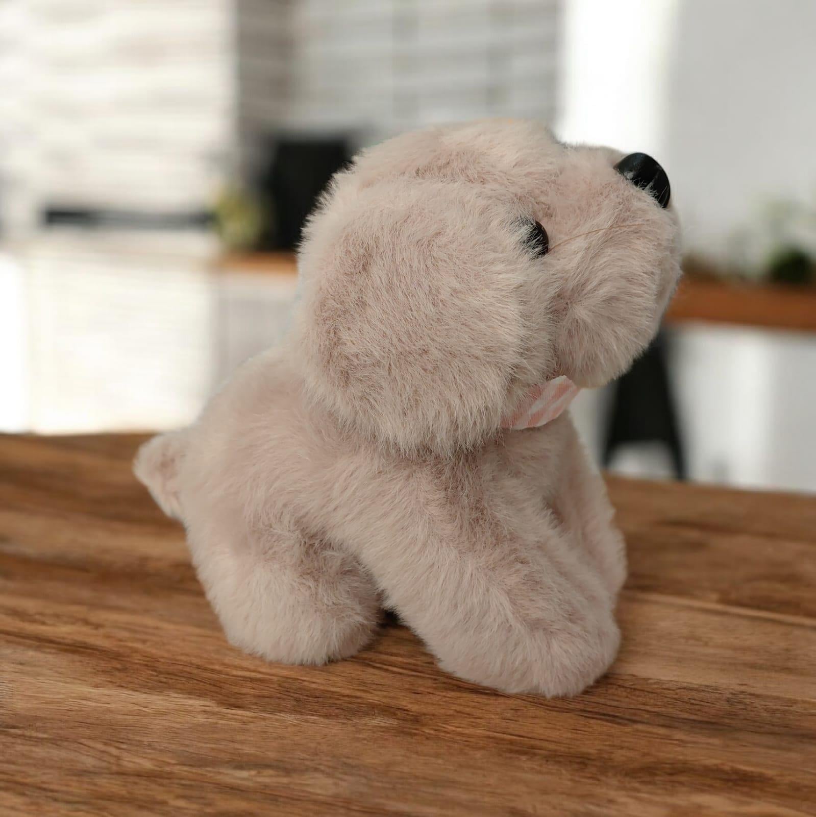 Glipet Fularlı Köpek Peluş Köpek Oyuncağı  14x12x8 Cm Açık Kahve
