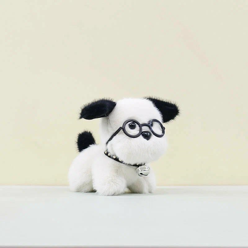 Glipet Gözlüklü Köpek Peluş Köpek Oyuncağı 11x12x8 Cm Beyaz