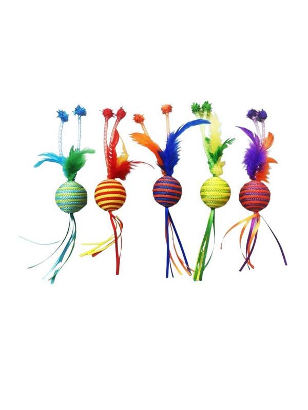 Glipet İp Örgülü Tüylü Top Kedi Oyuncağı 4.2 Cm