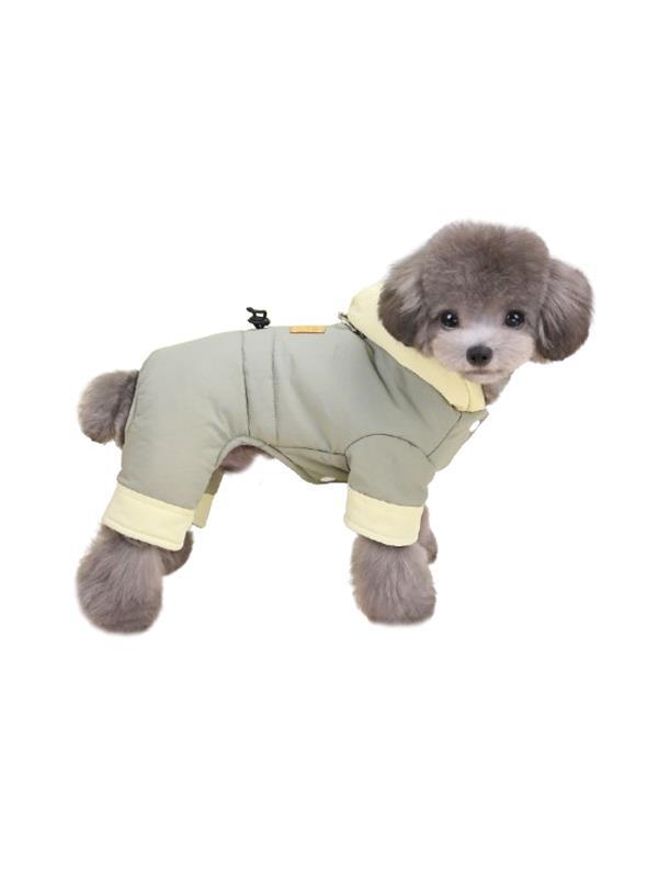 Glipet Kapüşonlu Köpek Montu Gri Bej XL