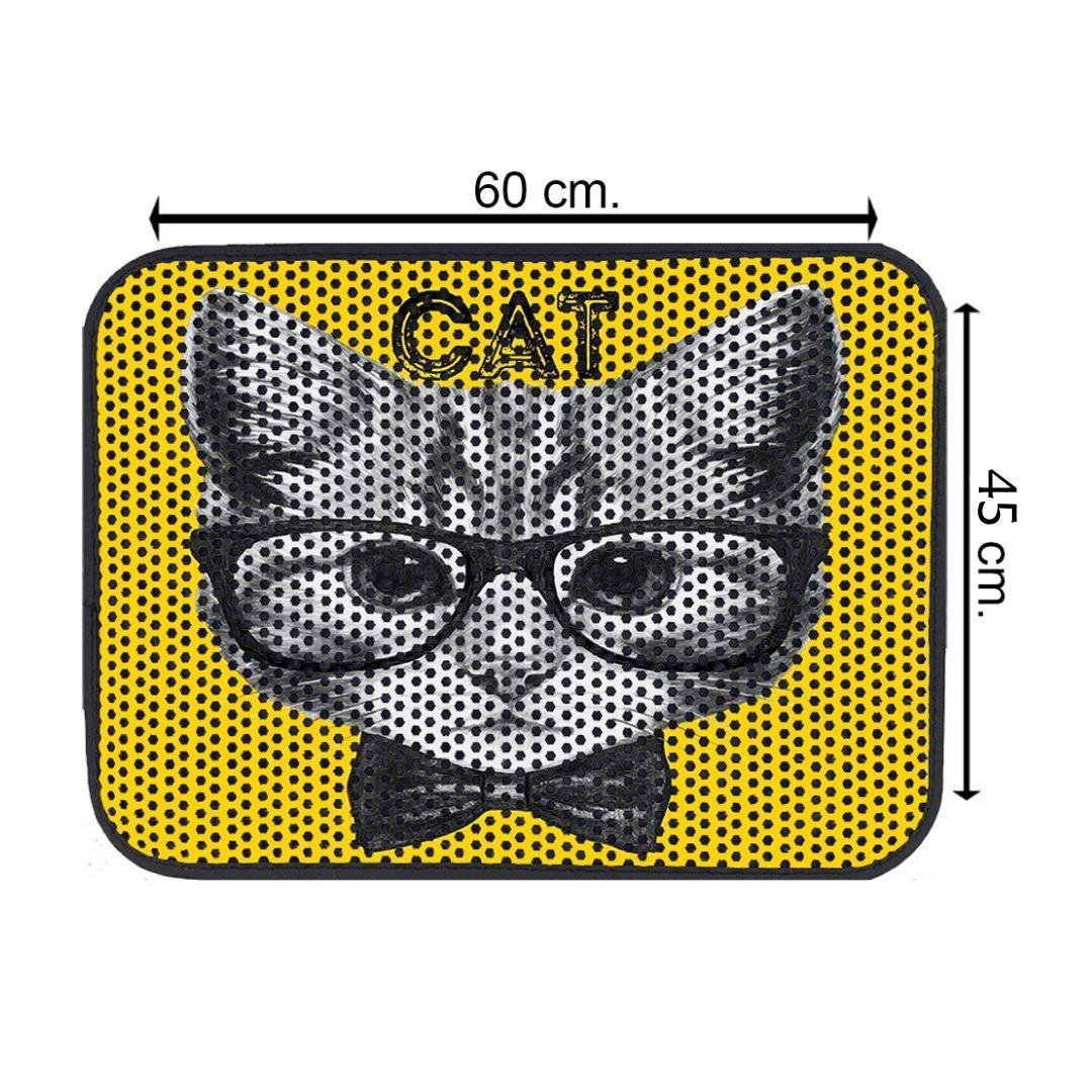 Glipet Kedi Tuvalet Önü Elekli Paspas Glasses Cat Sarı 60x45 cm