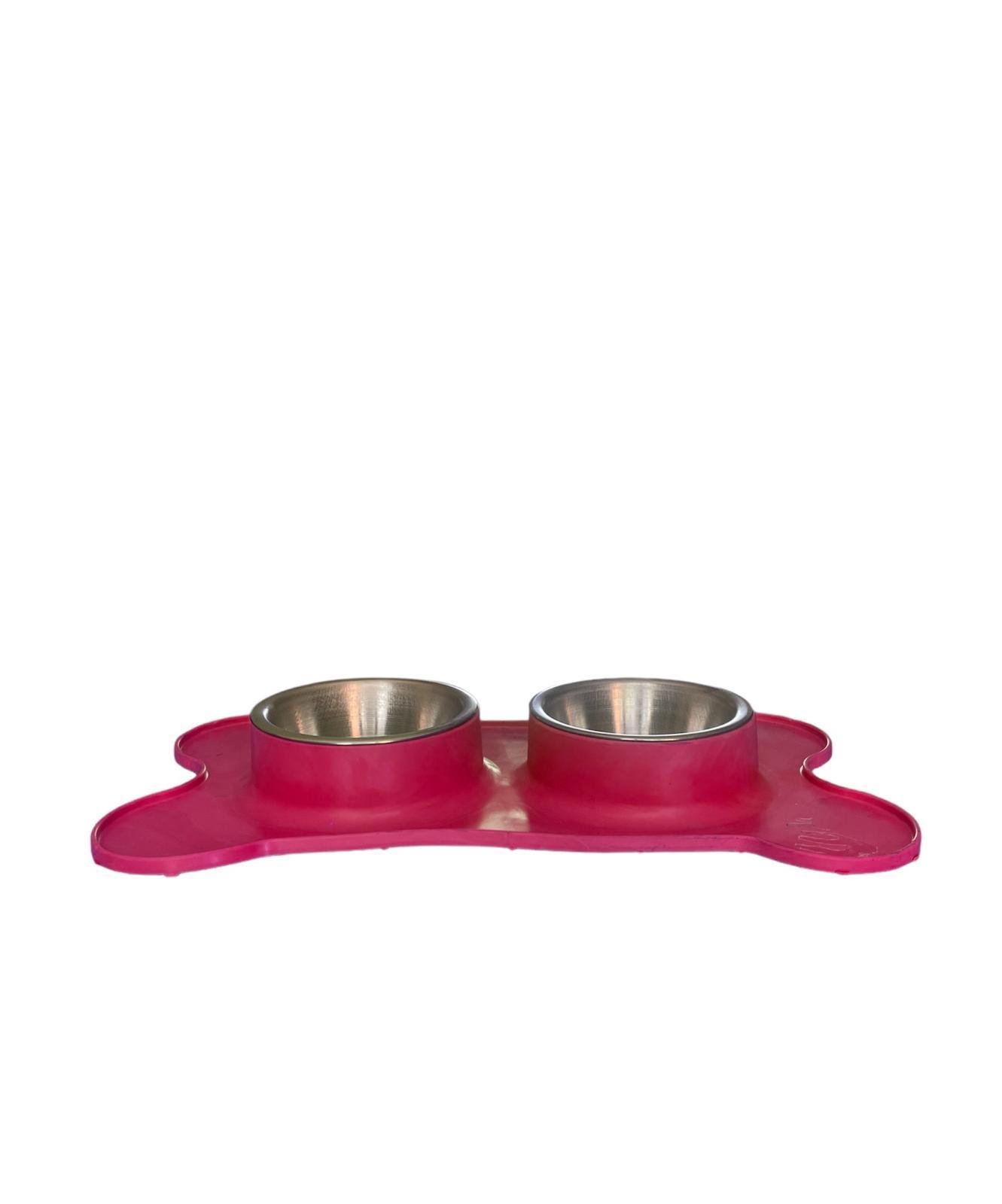 Glipet Kemik Şeklinde Silikon Mama Ve Su Kabı 400ml Fuşya