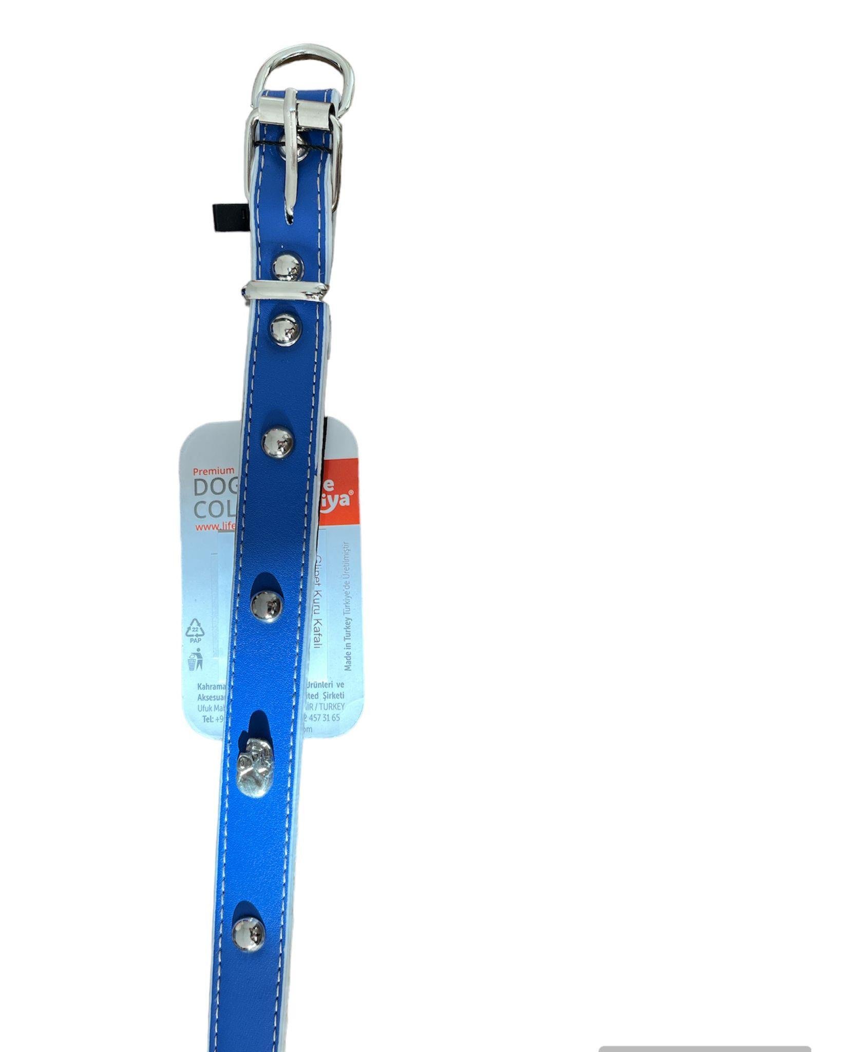 Glipet Kuru Kafalı Yumuşak Dokulu Lacivert Köpek Boyun Tasması 2x45 Cm