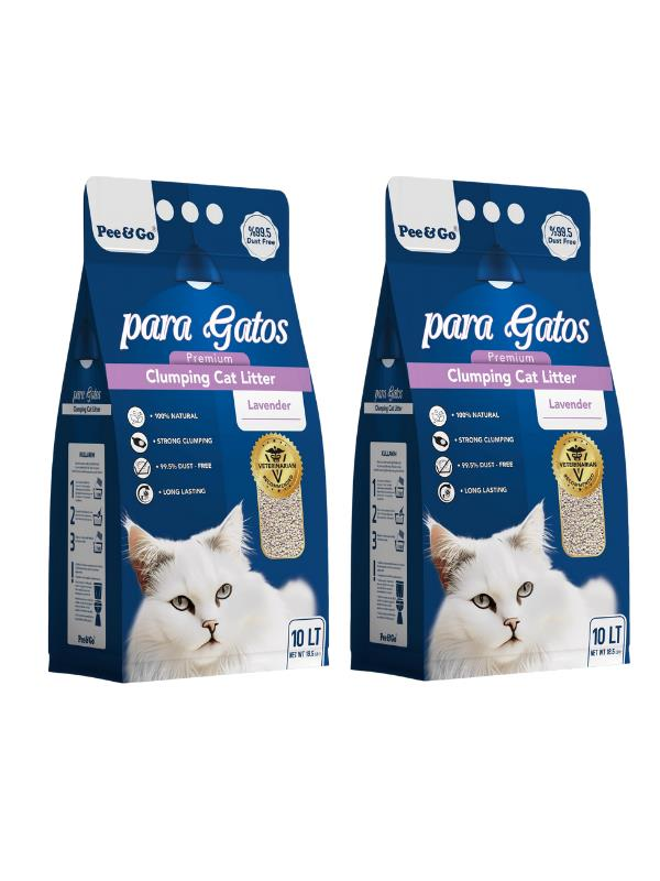 Glipet Paragatos Lavantalı  İnce Taneli Kedi Kumu 10 LT 2'li Paket
