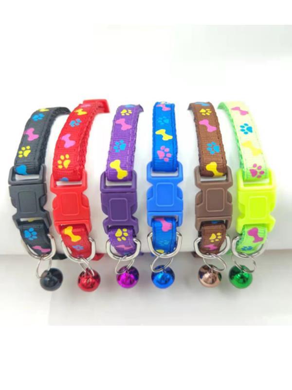 Glipet Pati Desenli Zilli Kedi Boyun Tasması 19x1 Cm Pembe