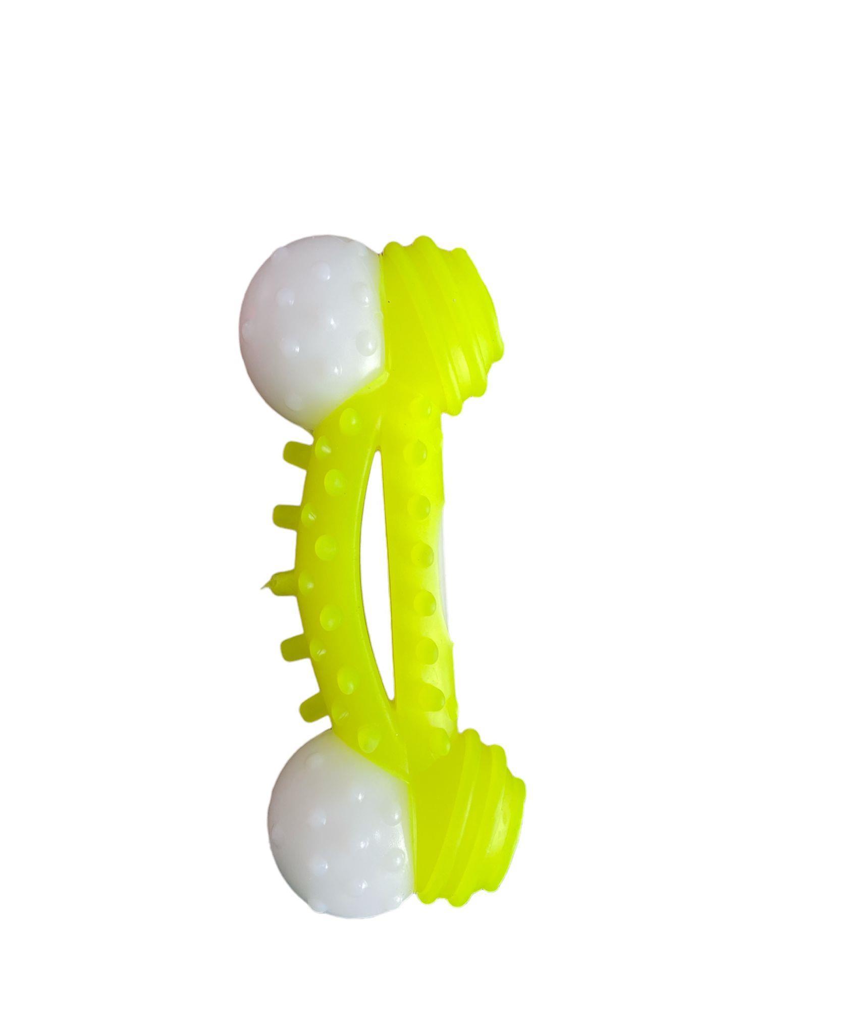 Glipet Plastik Kemik Dental Topuzlu Küçük Köpek Oyuncağı 12cm Sarı