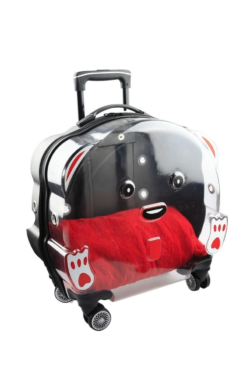 Glipet Şeffaf Çekçekli Kedi Köpek Taşıma Çantası Siyah 46*46*25 Cm Peluş minder Hediyeli