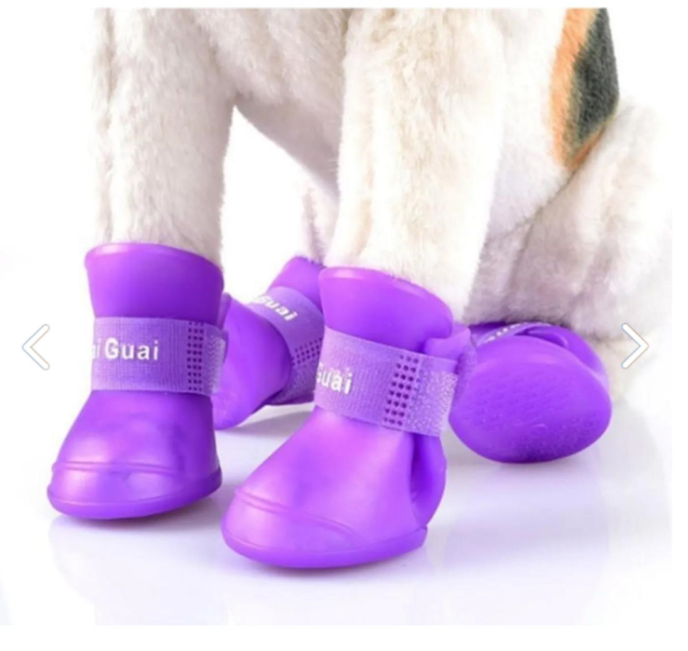 Glipet Silikon Su Geçirmez Köpek Ayakkabısı 4'lü Paket MOR L
