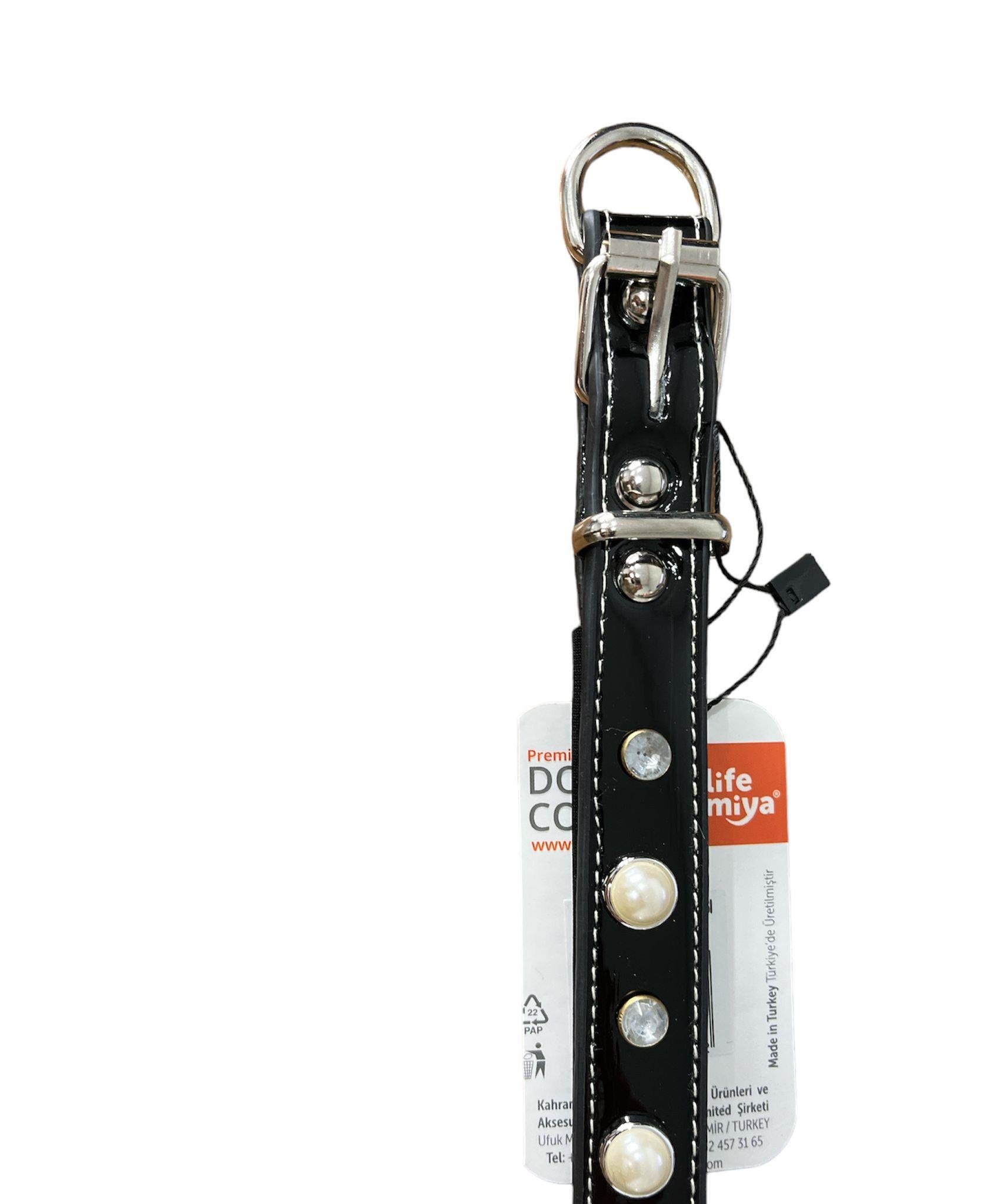 Glipet Siyah İncili Destekli Boyun Tasması 2x40 Cm