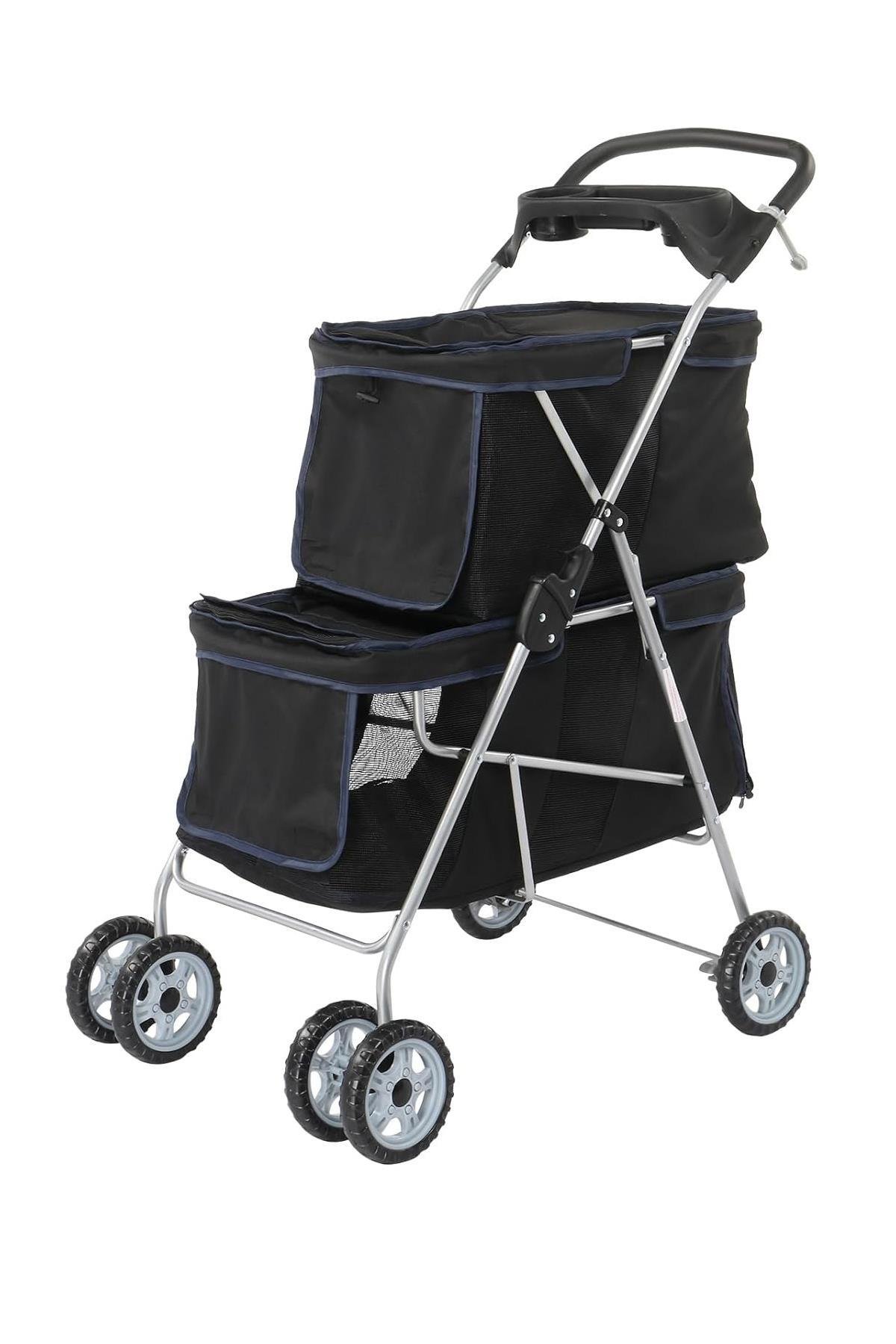 Glipet Twingo Çift Kabinli Kedi Köpek Arabası 68x52x102 Cm