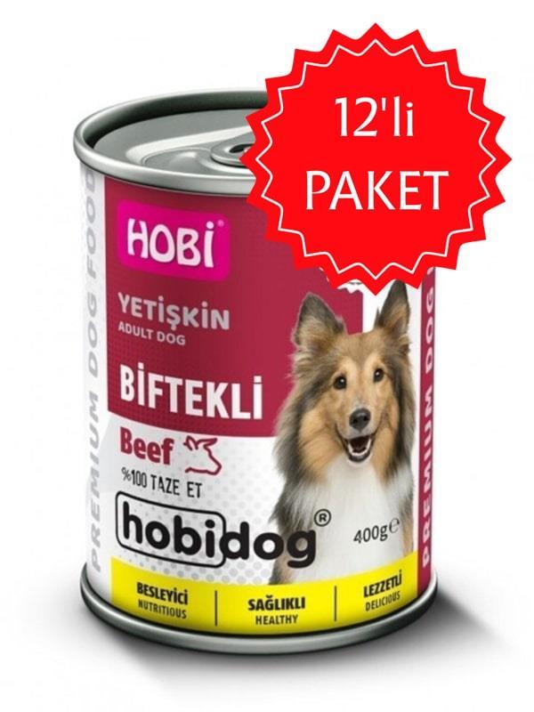 HOBİ Hobidog Biftekli Yetişkin Köpek Konservesi 400 gr 12'li Paket