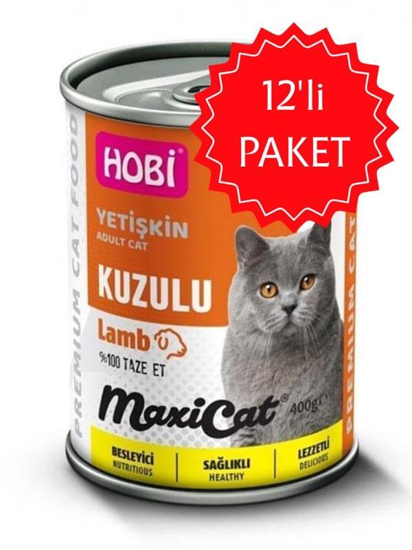 Hobi Maxicat Kuzu Etli Yetişkin Kedi Konservesi 400 gr 12'li Paket