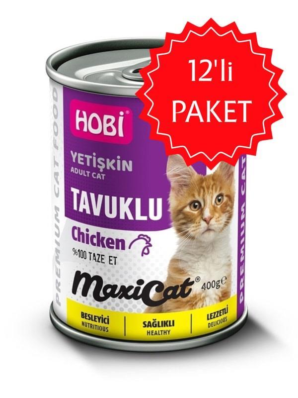 Hobi Maxicat Tavuklu Yetişkin Kedi Konservesi 400 gr 12'li Paket