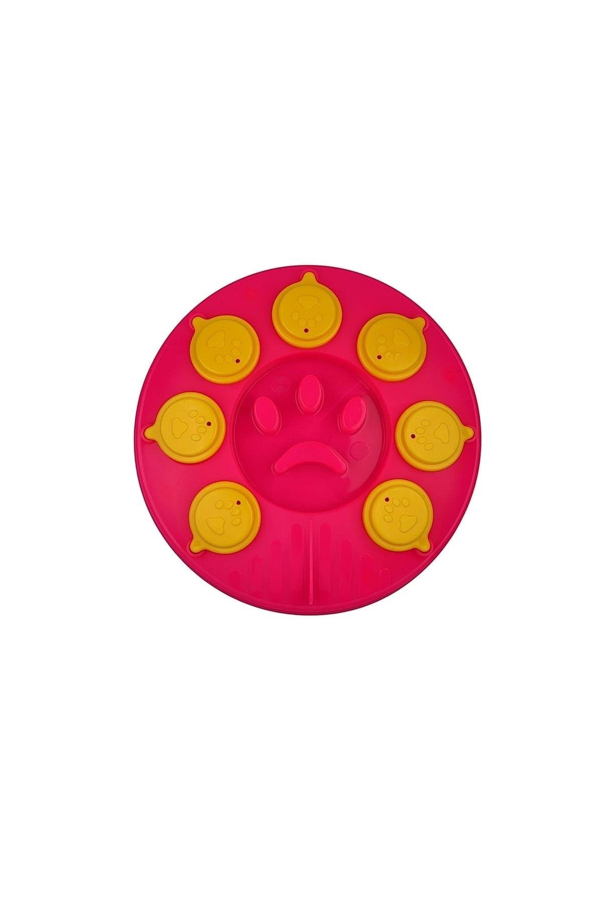 Kedi Köpek Bulmacası ve Yavaş Yeme Mama kabı Neonfuşya-Sarı