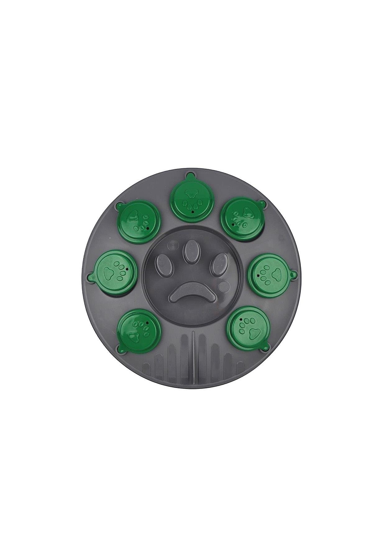 Kedi Köpek Bulmacası ve Yavaş Yeme Mama kabı Gri-Yeşil