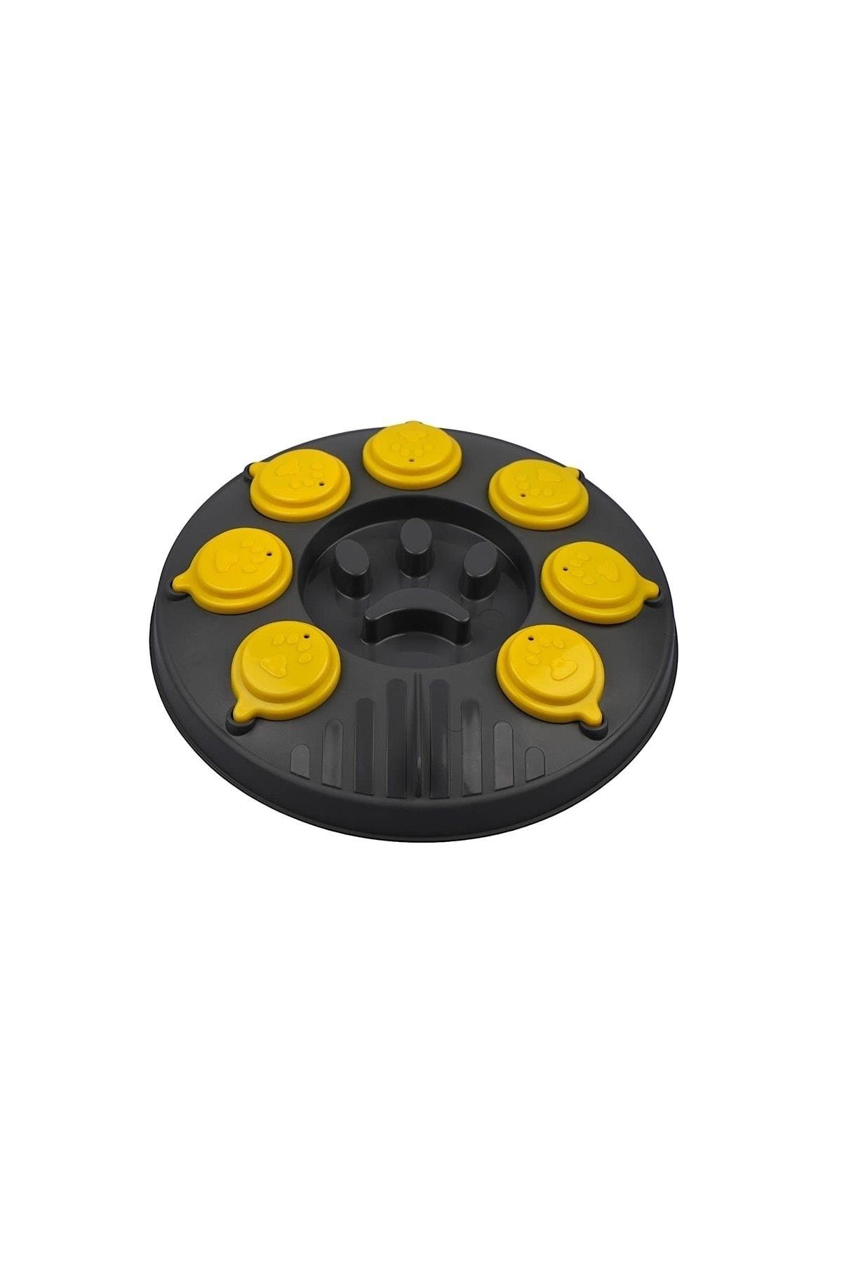 Kedi Köpek Bulmacası ve Yavaş Yeme Mama kabı Gri-sarı