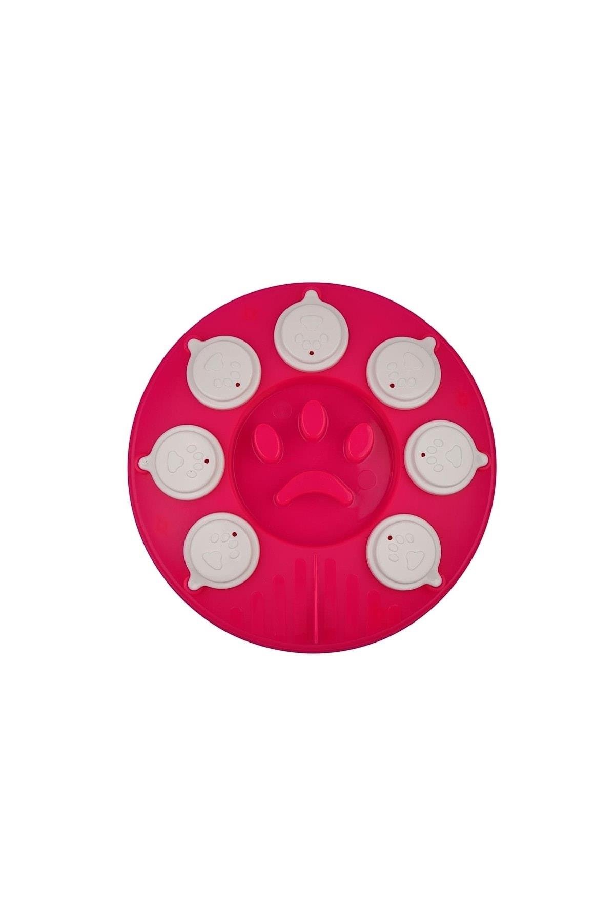 Kedi Köpek Bulmacası ve Yavaş Yeme Mama kabı Neonfuşya-Beyaz