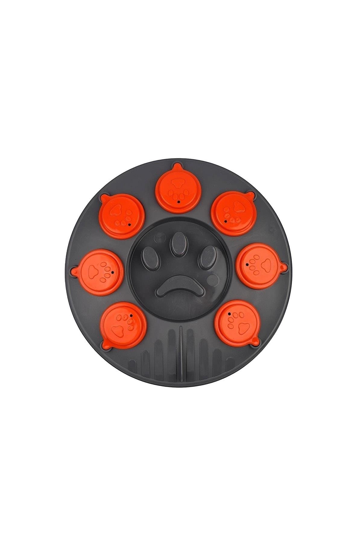 Kedi Köpek Bulmacası ve Yavaş Yeme Mama kabı Gri-Turuncu