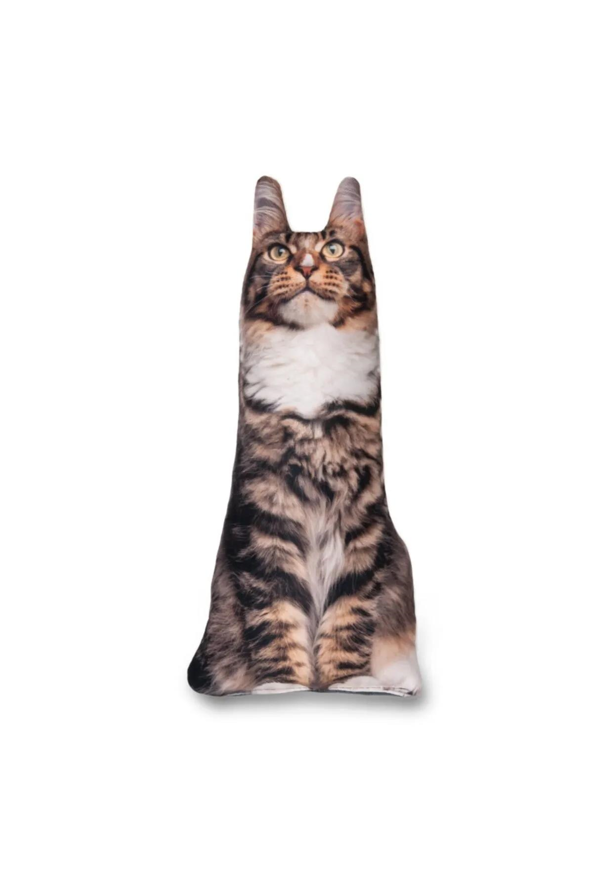 Lepus Kahve Beyaz Üç Boyutlu Kedi Kırlent 40X20cm
