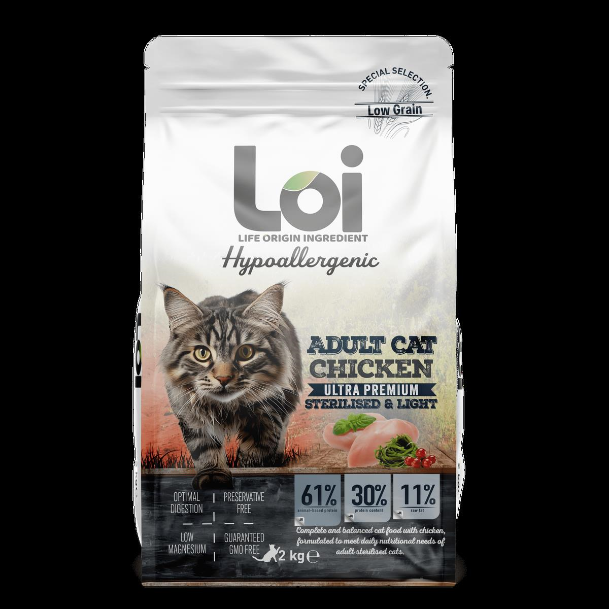 Loi Hipoalerjenik Sterilised Kısır Kedi Maması Tavuklu 2 Kg