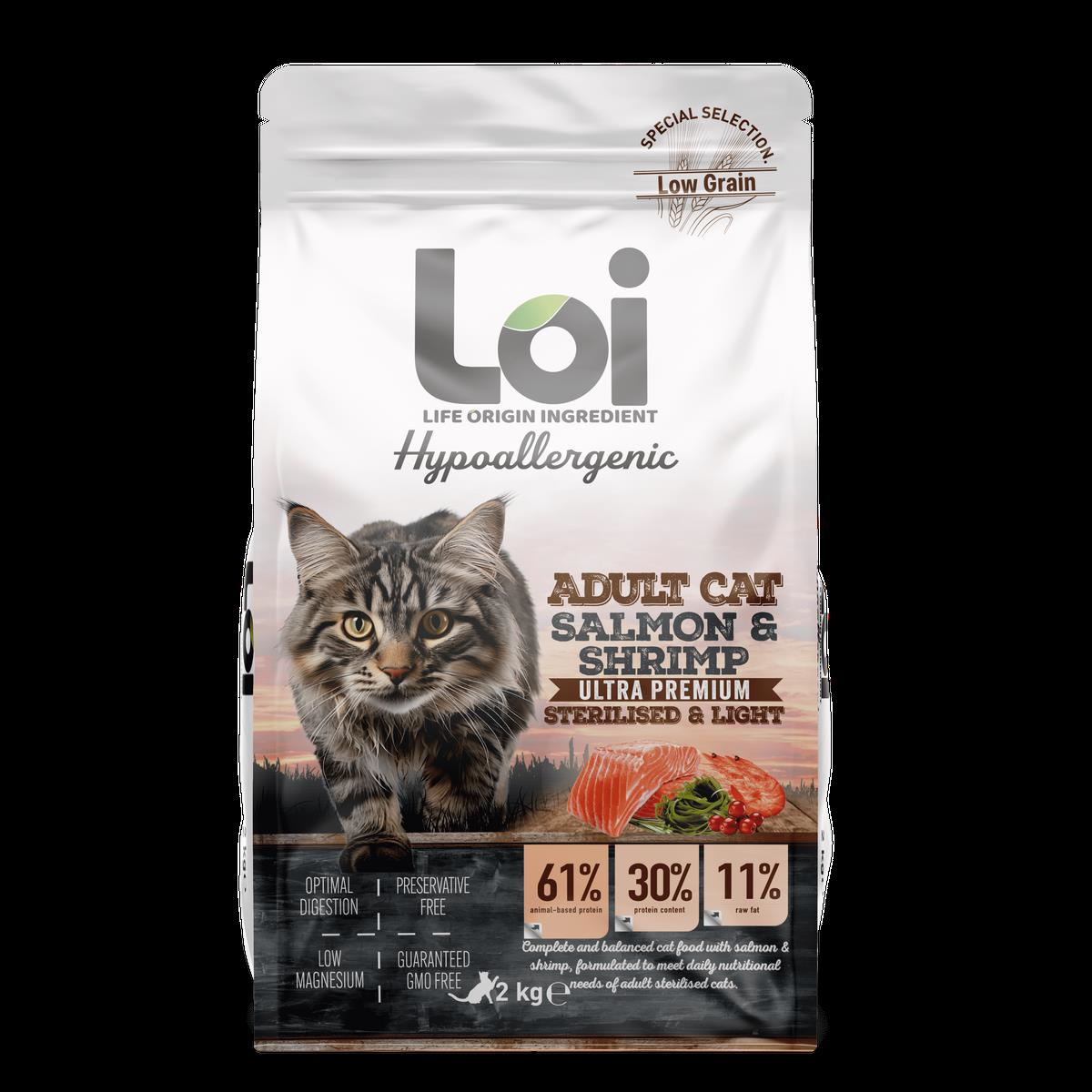 Loi Hipoalerjenik Sterilised Kısır Kedi Maması Somonlu ve Karidesli 2 Kg