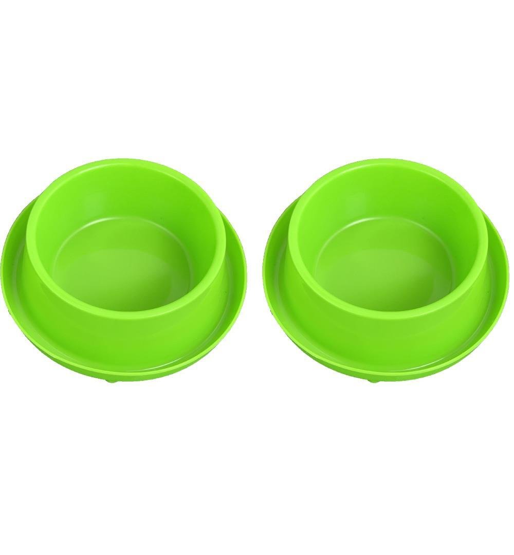 Miapet 2'li Kedi-Köpek Plastik Mama Ve Su Kabı Seti 400 Ml Koyu Yeşil
