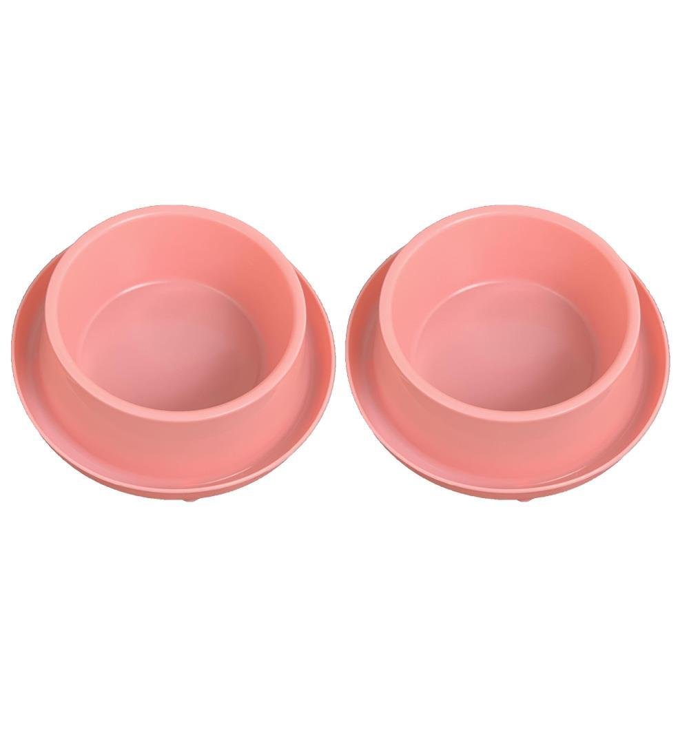Miapet 2'li Kedi-Köpek Plastik Mama Ve Su Kabı Seti 400 Ml Pembe