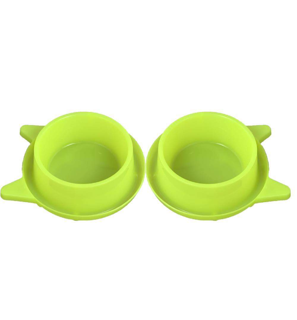 Miapet 2'li Plastik Kedi Kulaklı Mama ve Su Kabı Seti 400 Ml Yeşil