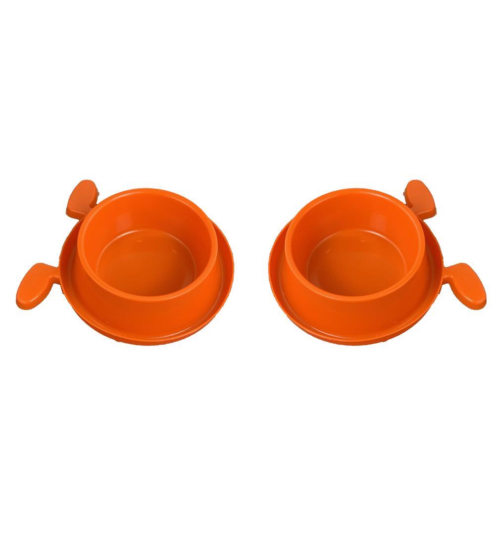 Miapet 2'li Plastik Köpek Kulaklı Mama ve Su Kabı Seti 400 Ml Turuncu