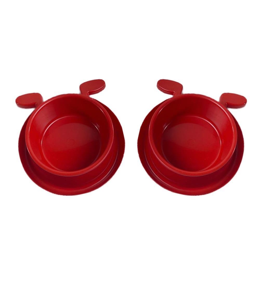 Miapet 2'li Plastik Köpek Kulaklı Mama ve Su Kabı Seti 400 Ml Kırmızı