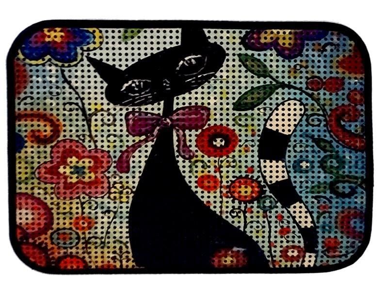 Miapet Elekli Desenli Kedi Tuvalet Önü Paspası 60 x 45 cm Çiçekler