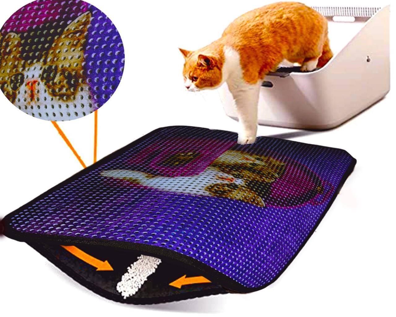 Miapet Elekli Desenli Kedi Tuvalet Önü Paspası 60 x 45 cm Sepette İki Kedi