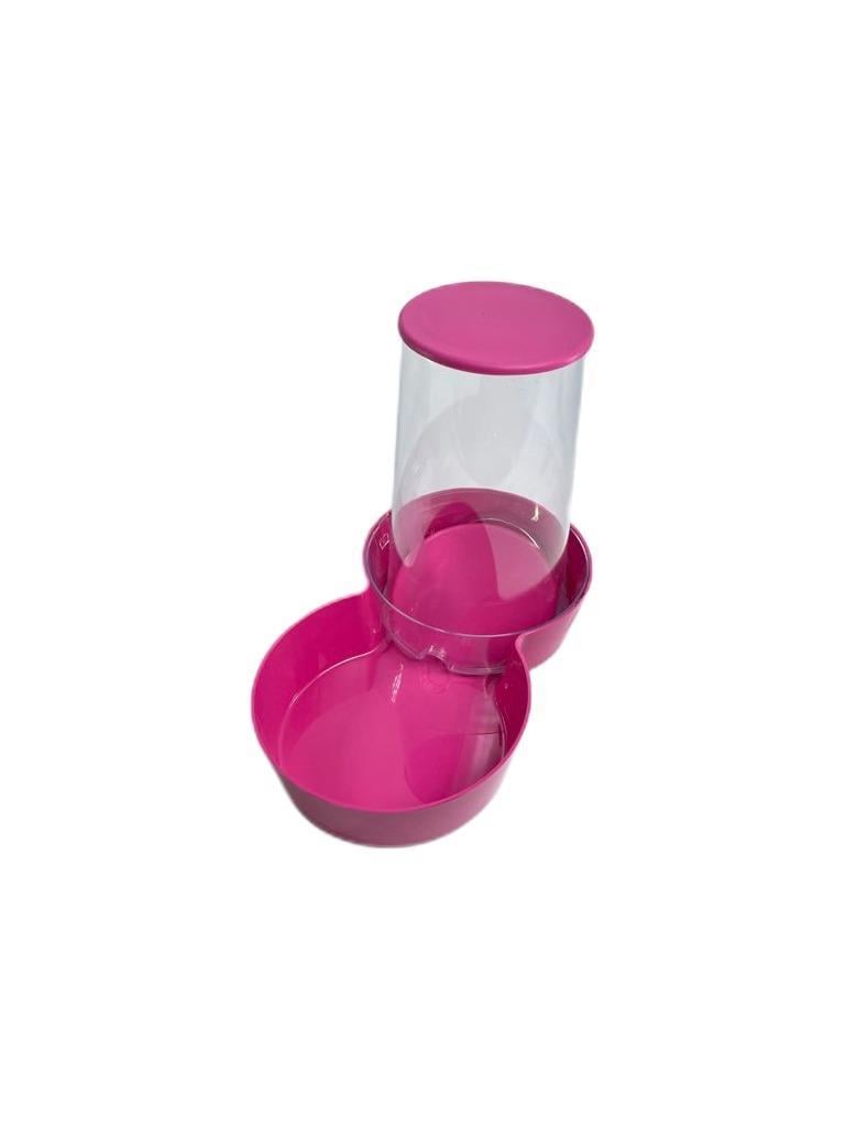 Miapet Hazneli Plastik Kedi-Köpek Kapaklı Mama ve Su Kabı 1,5 Lt Yuvarlak Fuşya