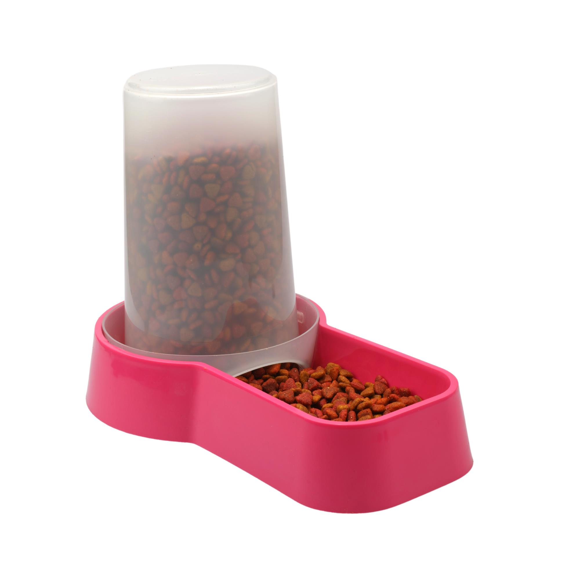 Miapet Hazneli Plastik Kedi-Köpek Mama ve Su Kabı 1,5 Lt Kare Fuşya