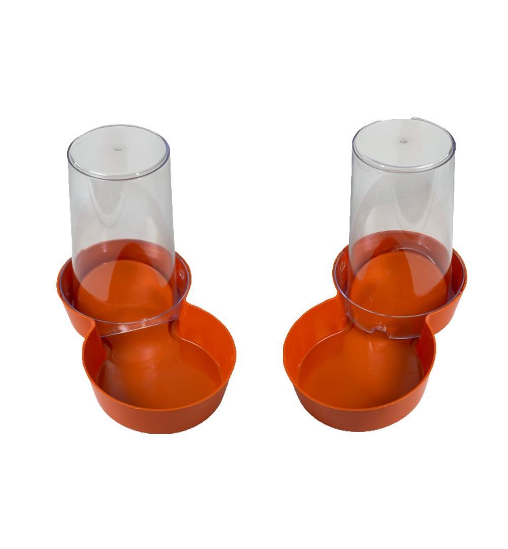 Miapet Hazneli Plastik Kedi-Köpek Mama ve Su Kabı 1,5 Lt Yuvarlak Turuncu 2 Adet