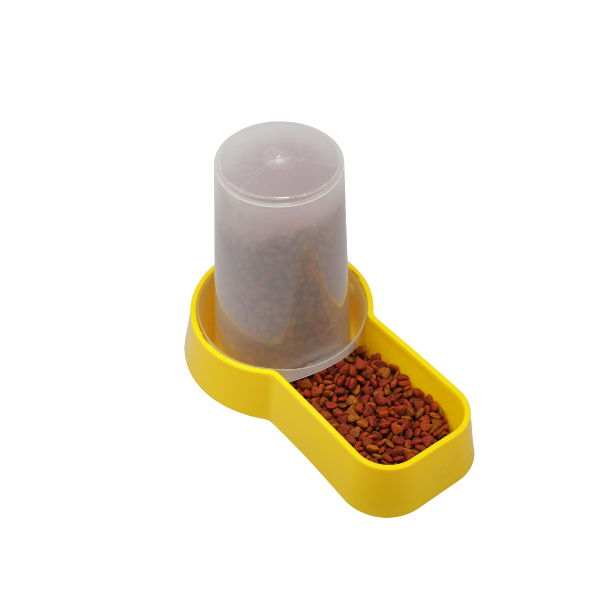 Miapet Hazneli Plastik Kedi-Köpek Mama ve Su Kabı 1,5 Lt Kare Sarı