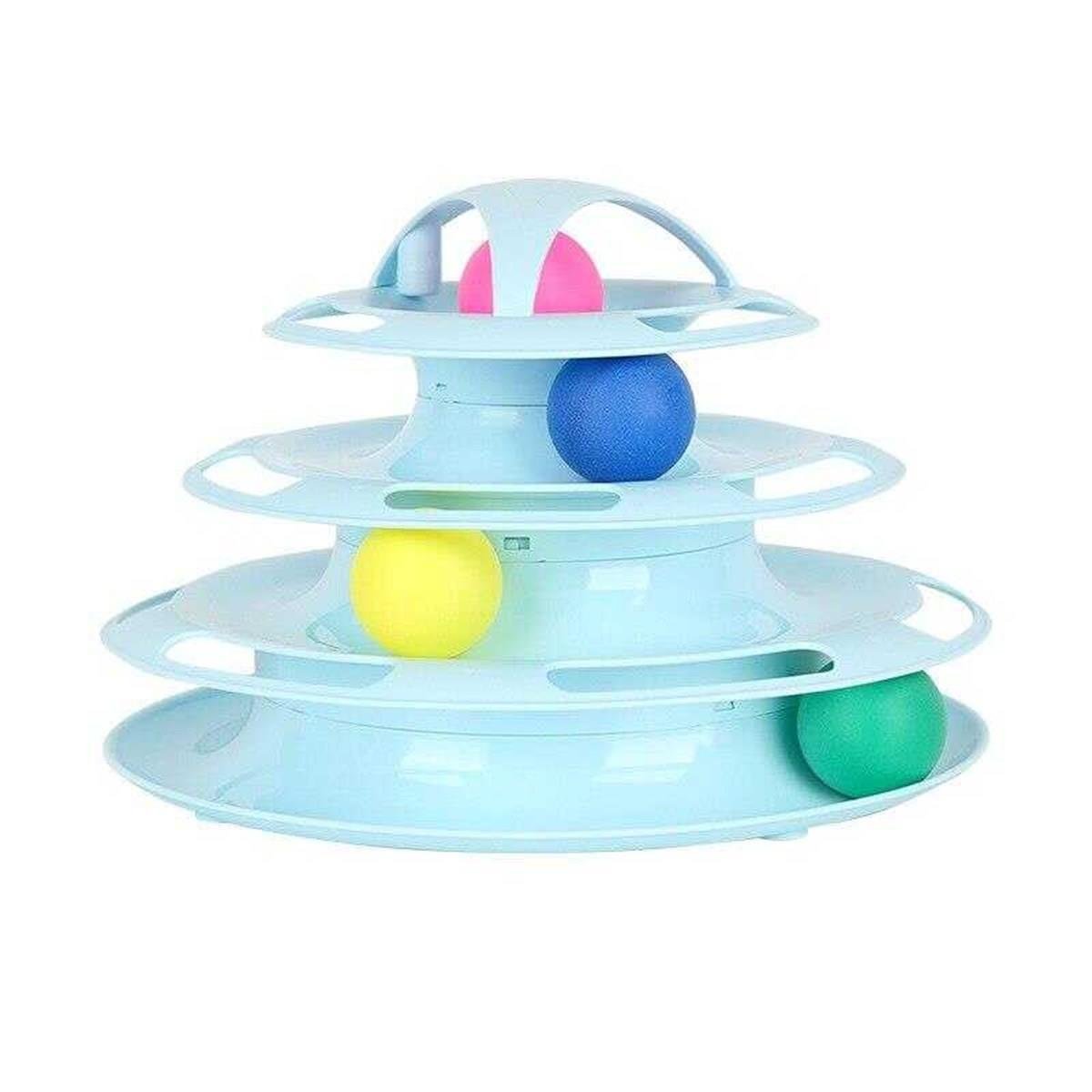 Miapet Tower of Tracks 4 Katlı Yuvarlak Kedi Oyuncağı 24 x 13 Cm Turkuaz