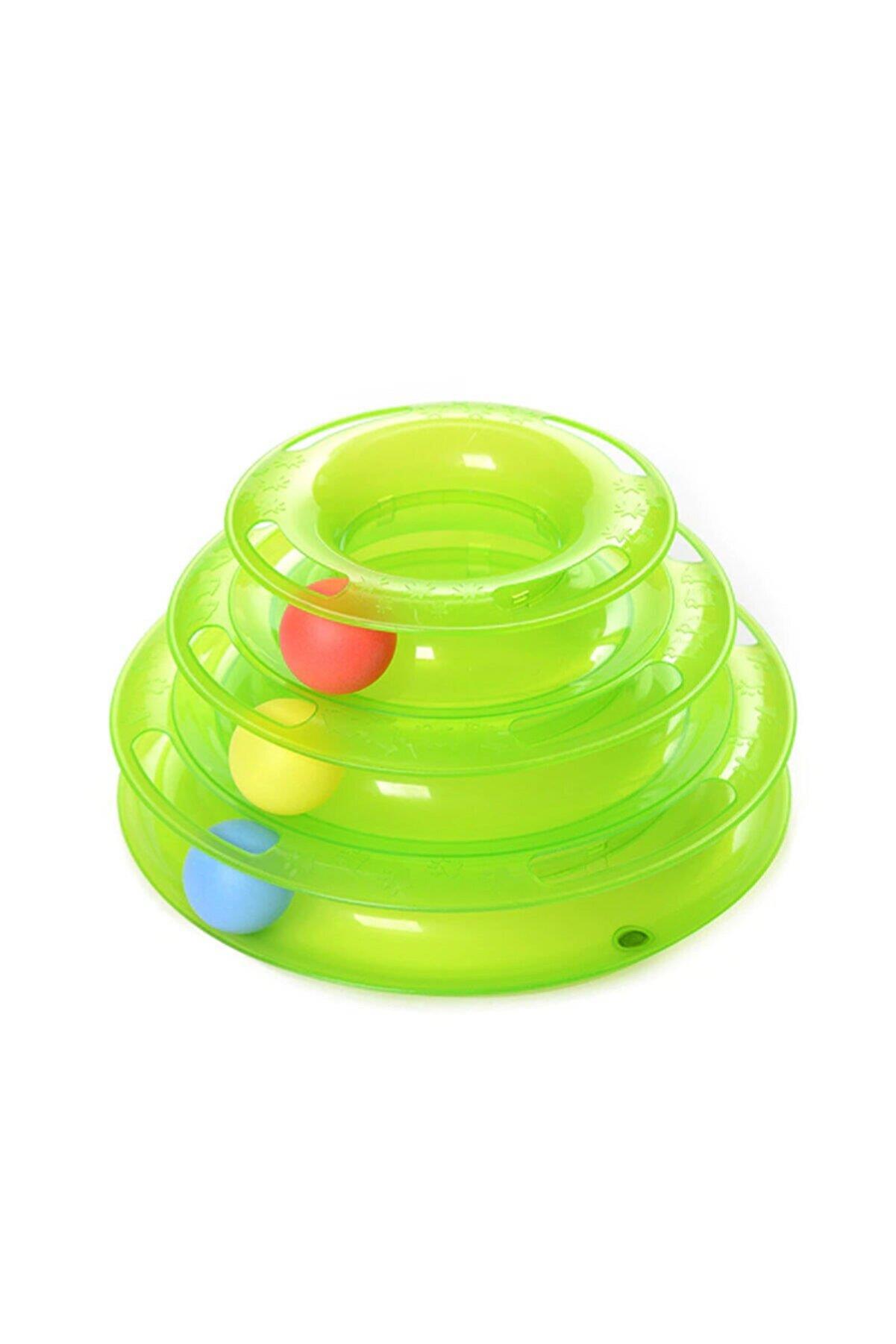 Miapet Tower of Tracks Toplu Yuvarlak Kedi Oyuncağı 24 x 13 cm - YEŞİL