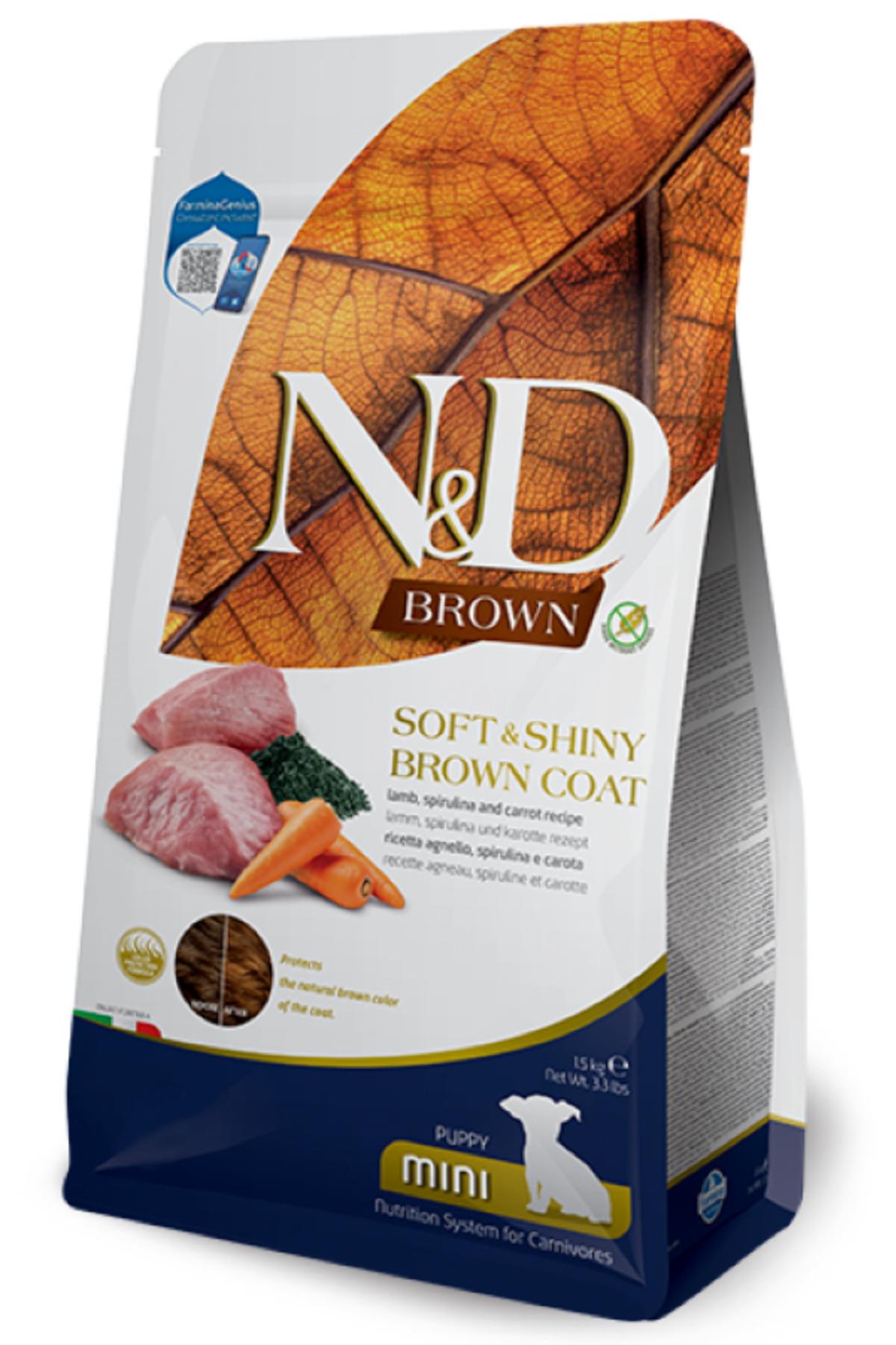 N&D Soft & Shıny Brown Coat Kuzu Etli Küçük Irk Yavru Köpek Maması 1,5 Kg
