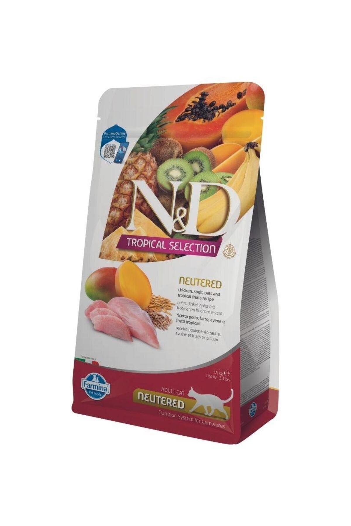 N&D Tropikal Selection Tavuklu Kısırlaştırılmış Yetişkin Kedi Maması 1,5 Kg