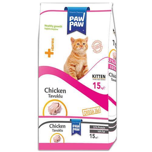 Paw Paw Kitten Tavuk Etli Yavru Kedi Maması 15 Kg