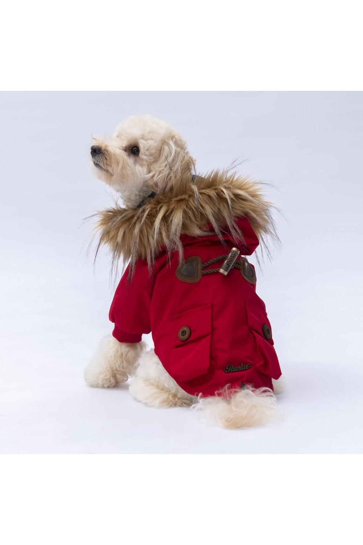 Pawstar Kırmızı Charles Köpek Mont Köpek Yağmurluk Köpek Kıyafeti Köpek Elbisesi 2XL