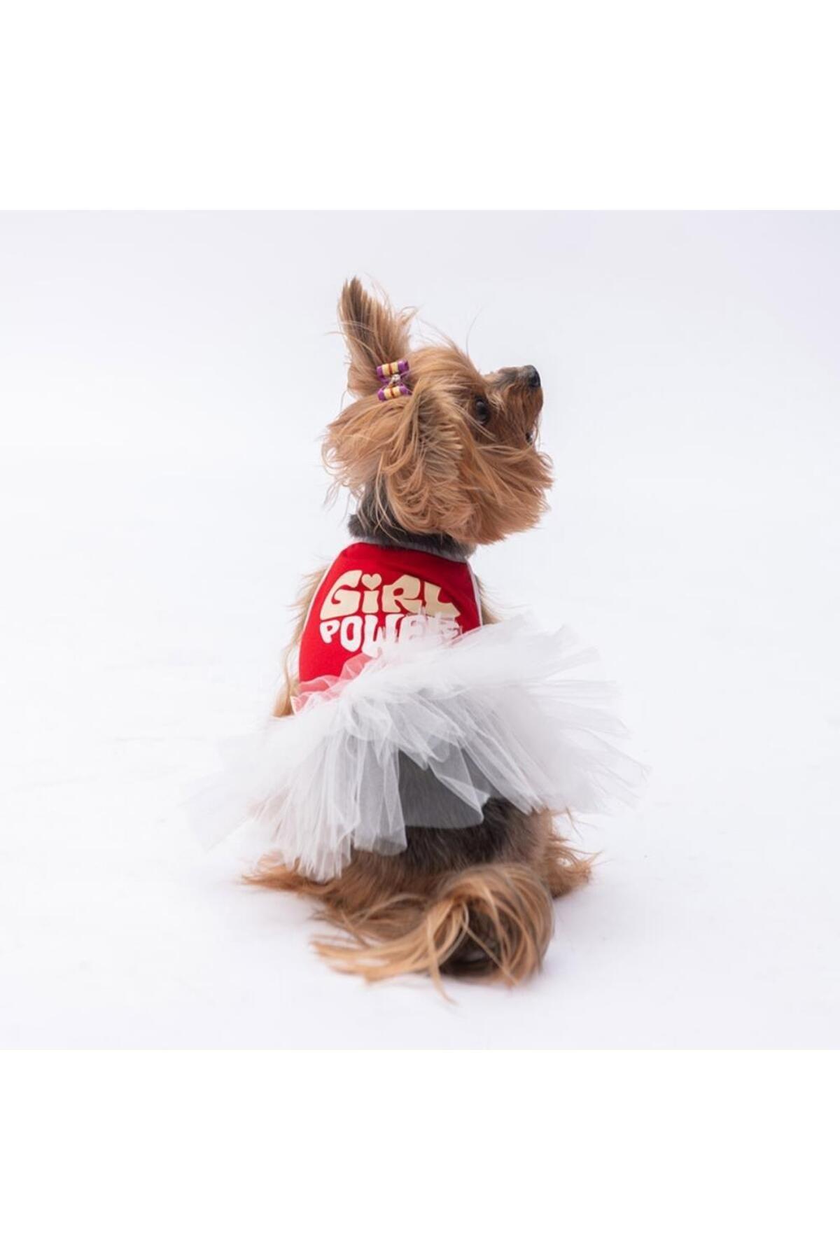 Pawstar Kırmızı Girl Power Kedi Köpek Elbisesi - Kedi Köpek Kıyafeti XL