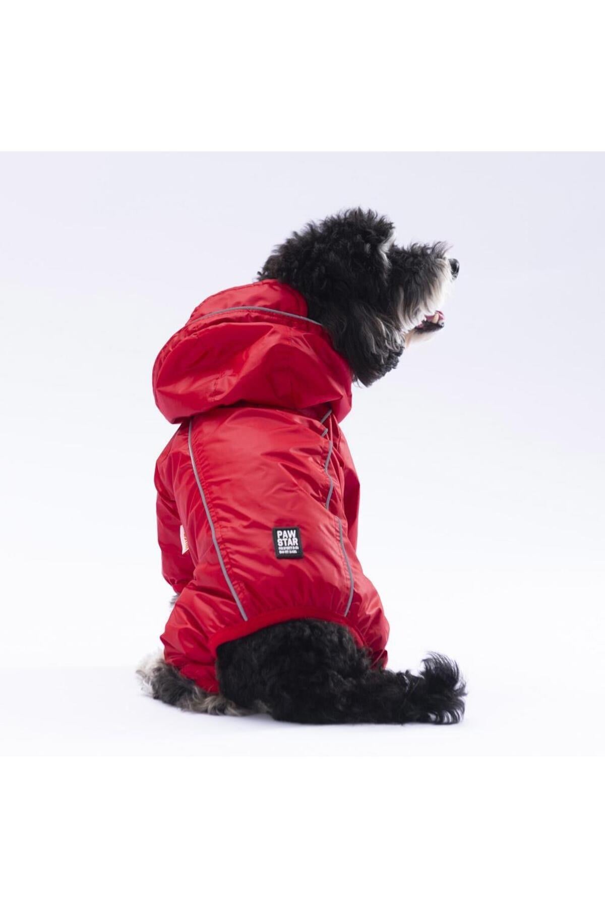 Pawstar Kırmızı Muson Köpek Tulum Yağmurluğu Köpek Yağmurluk Köpek Kıyafeti Köpek Elbisesi L