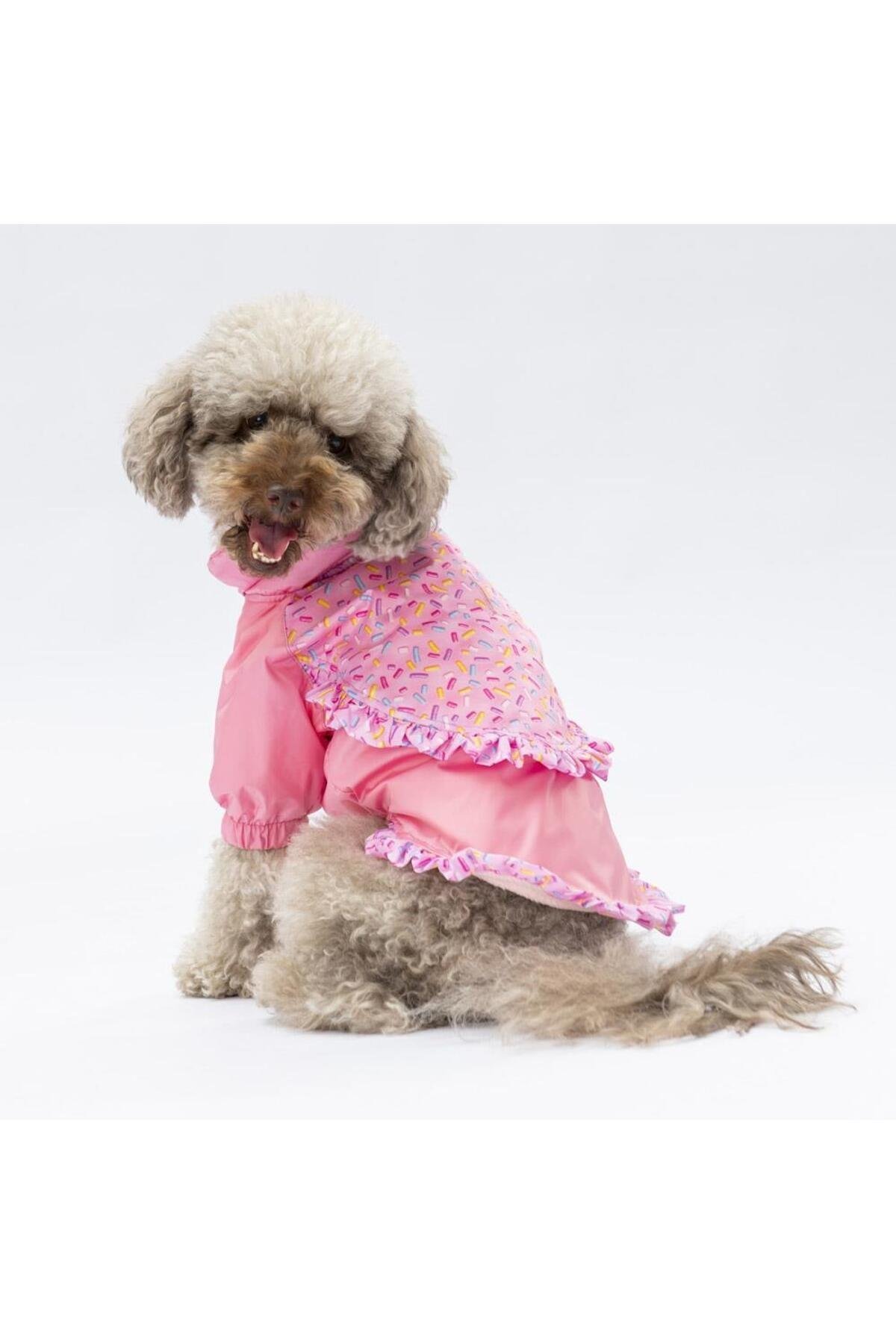 Pawstar Pembe Victoria Köpek Mont Köpek Yağmurluk Köpek Kıyafeti Köpek Elbisesi L