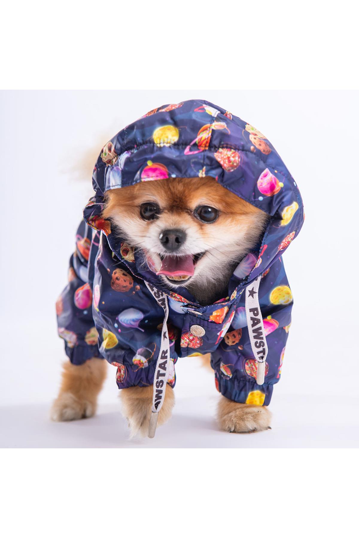Pawstar Planetfood Polarlı Köpek Tulum Yağmurluğu Köpek Yağmurluk Köpek Kıyafeti Köpek Elbisesi - M